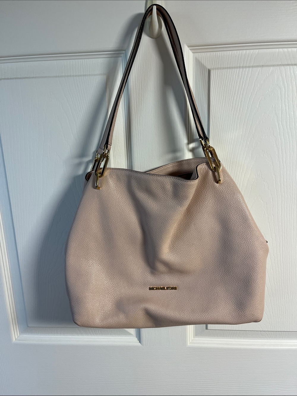 Michael Kors Raven Light Blush Pebbled Leather Shoulder Tote